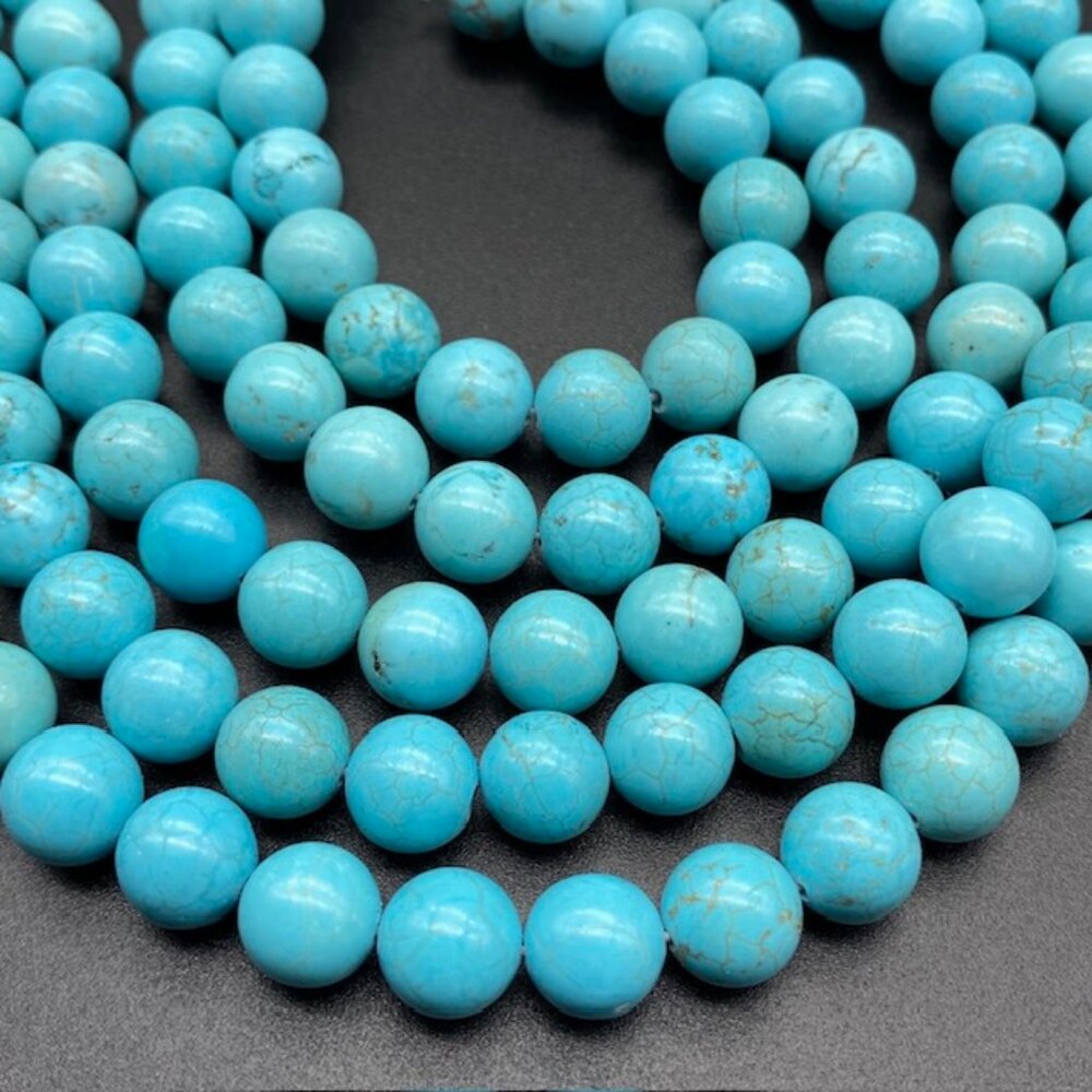 10mm Turquoise Blue Howlite Natural Gemstone Round Bead Strand
